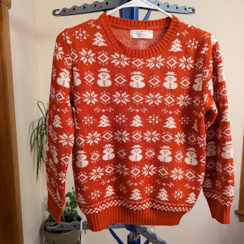 H&M Red/Cream Winter Sweater Age 9-10 years